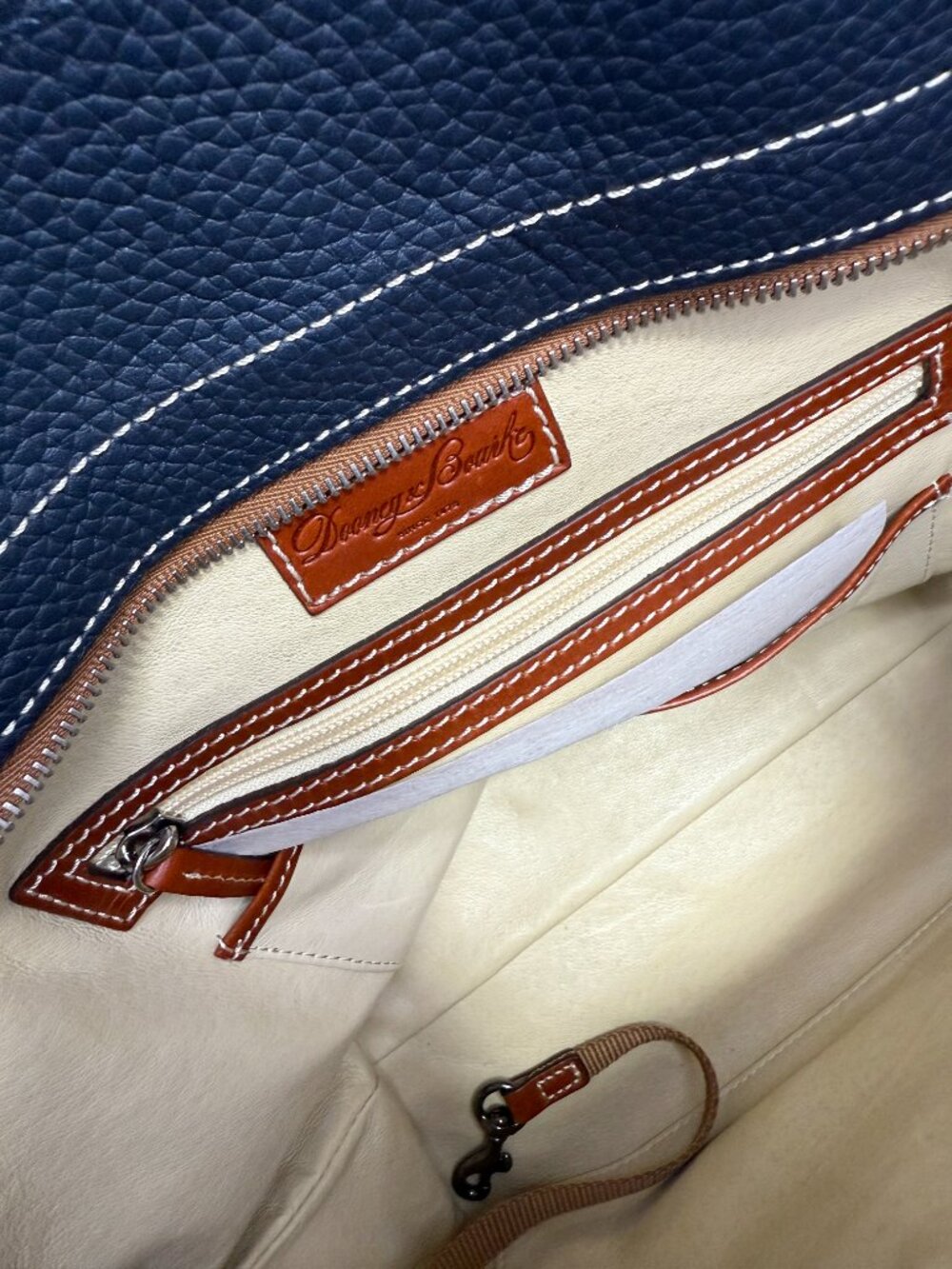 Dooney & Bourke Cambridge East West Shopper Navy Leather Tote Bag NWOT - Picture 5 of 9